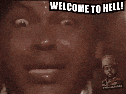 Welcome to Hell Sign with Man