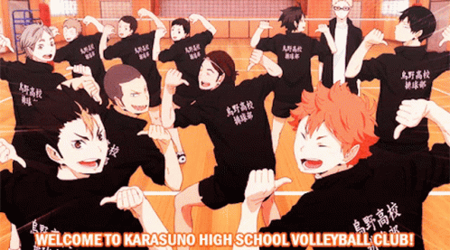 Welcome To Karasuno High School Volleyball Club Written On A Poster GIF
