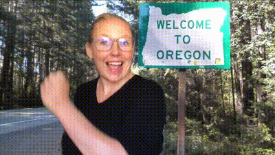 Welcome To Oregon Excited Nerdy Lady GIF