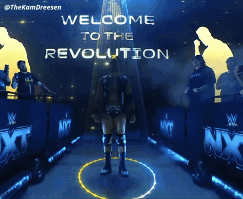 Welcome To The Revolution Sign With W Logo GIF