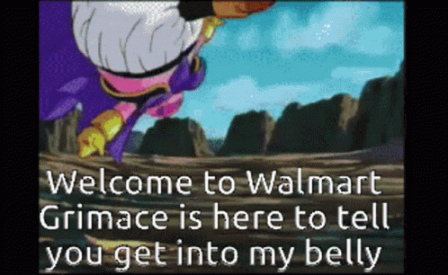 Welcome To Walmart Grimace Is Here To Tell You Get Into My Belly In A Video Game GIF