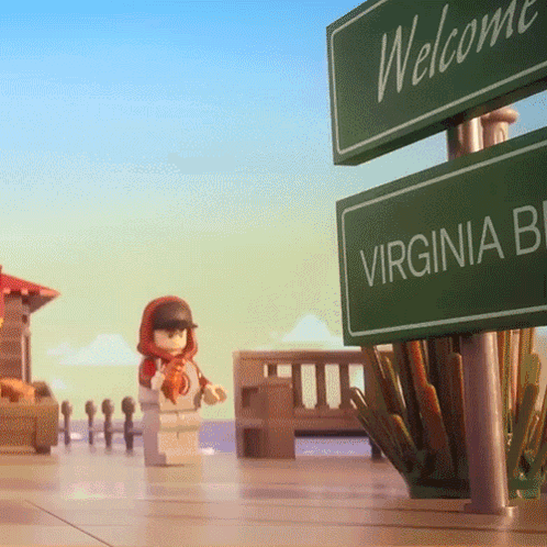 Welcome Virginia Sign Beside Lego Figure