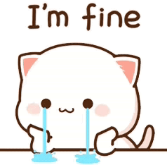 Well Ok I'm Fine Crying White Cat GIF