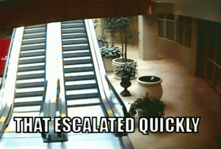 Well That Escalated Quickly Escalators GIF