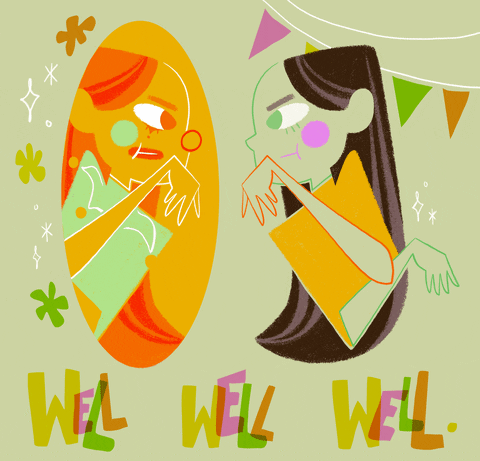 Well Well Well Mirror Reflection Animation GIF