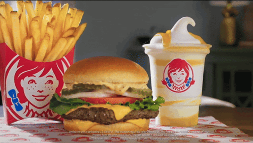 Wendy's Advertisement Hamburger French Fries Soft Drink