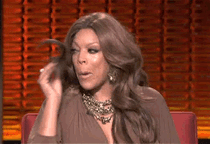 Wendy Williams Wiping Sweat With Own Hair GIF