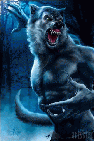 Incredible Werewolf Growling Mobile Art GIF