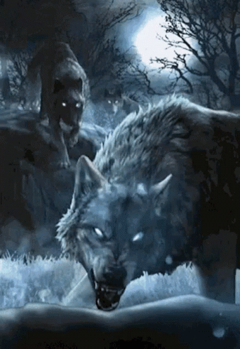 Silver Werewolf Full Moon Shining GIF