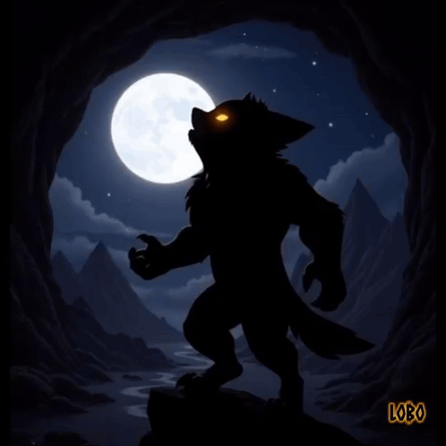 Werewolf in Front of Full Moon