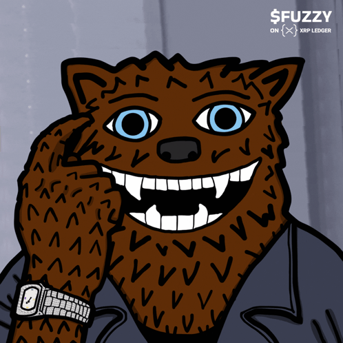 Werewolf Wearing Watch With $ Fuzzy GIF