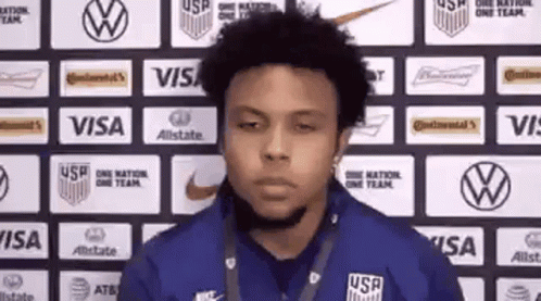 Weston Mckennie Weird Face During Interview GIF