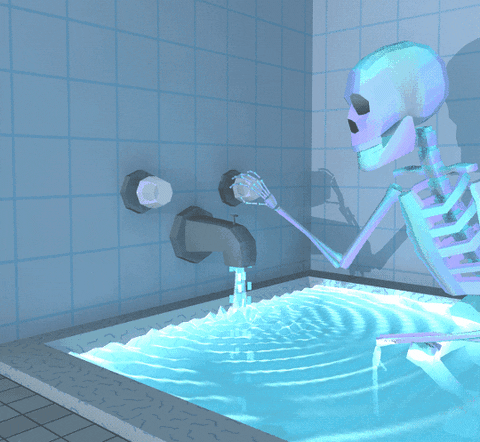 Wet Halloween Skeleton GIF