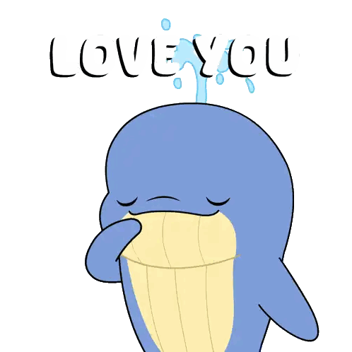 Whale Holding Heart Saying Love You