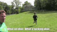 What And Idiot Running In Field GIF