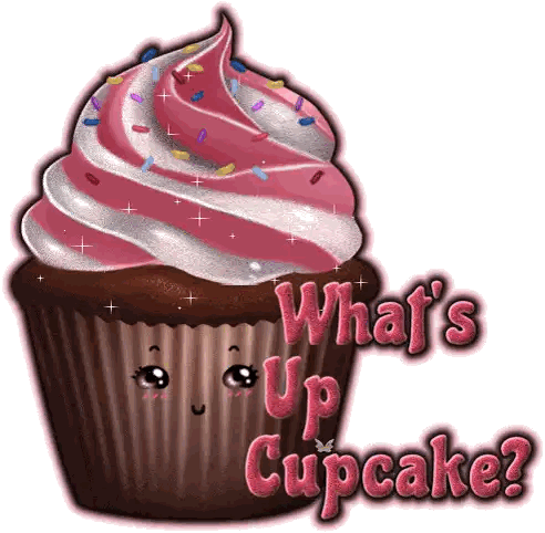 What's Up Cupcake Text on Pink Frosting Cupcake