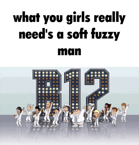 What You Girls Really Need 'S A Soft Fuzzy Man Written On A Sign GIF