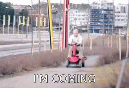 Old Man Wheelchair Kart I'm Coming GIF