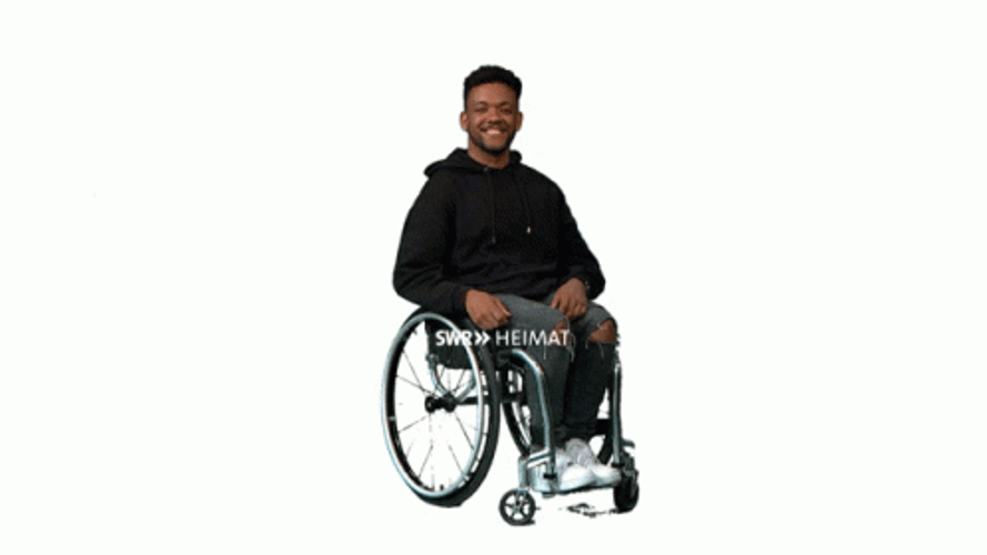 Wheelchair Guy Pointing Upward GIF