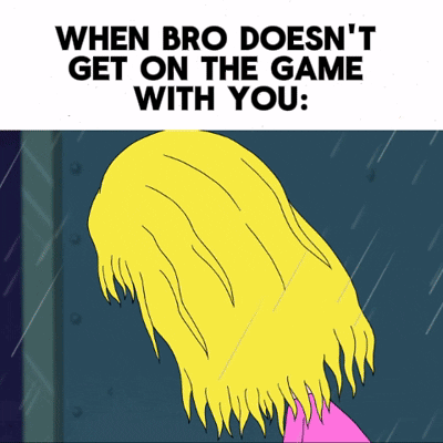 When Bro Does N't Get On The Game With You : A Cartoon Of A Girl With Blonde Hair GIF