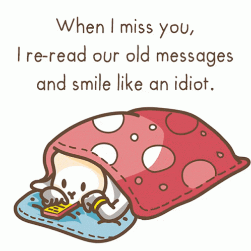 When I Miss You I Re-Read Our Old Messages And Smile Like An Idiot . GIF