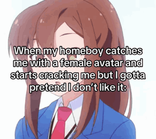 when my homeboy catches me with a female avatar