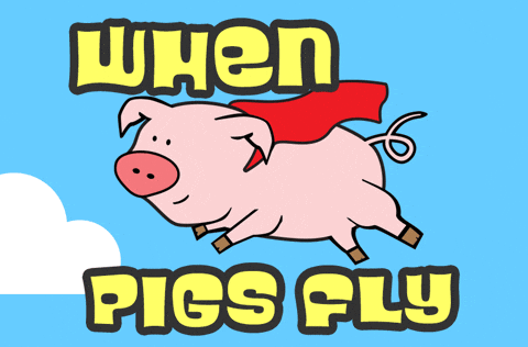 When Pigs Fly Wearing Red Cape Animation GIF