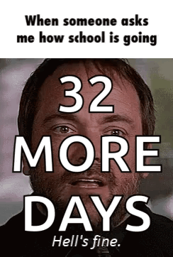 When Someone Asks Me How School Is Going 32 More Days Hell 'S Fine .. GIF