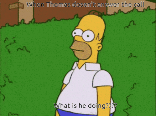 When Thomas Doesn't Answer The Call Homer Hiding GIF