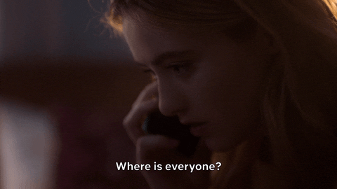 Where Is Everyone Blond Girl On Phone GIF