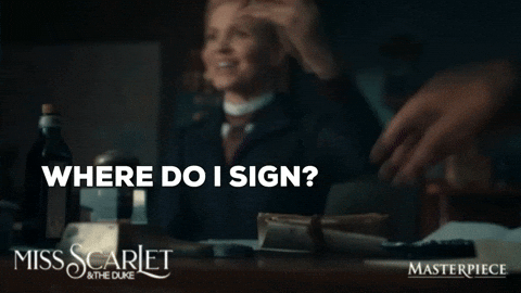 Where To Sign Miss Scarlet And The Duke GIF
