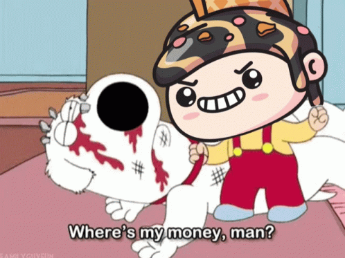 Wheres My Money Chibi Beating Dog GIF