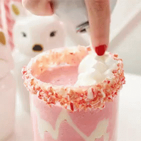 Whipped Cream On Pink Cup GIF