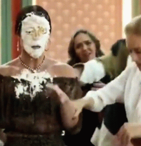 Whipped Cream On Woman Face GIF