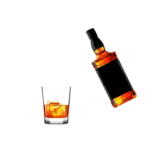Whiskey Pouring Into Glass With Ice