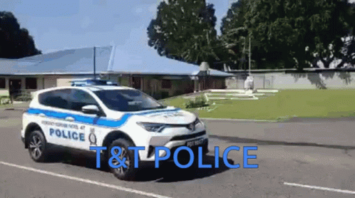 White and Blue Police Car T&T Police