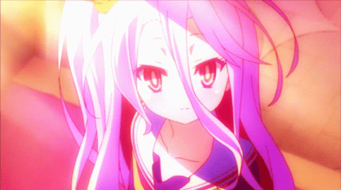 White and Purple Hair Girl Looking at Camera
