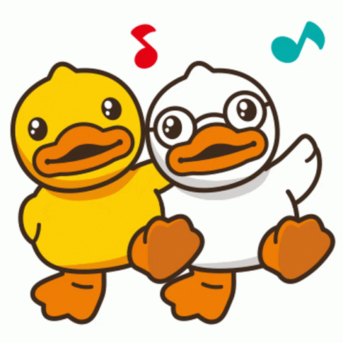 White And Yellow Duck Friendship Dance GIF
