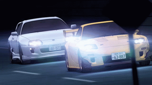 White And Yellow Toyota Supra Racing GIF