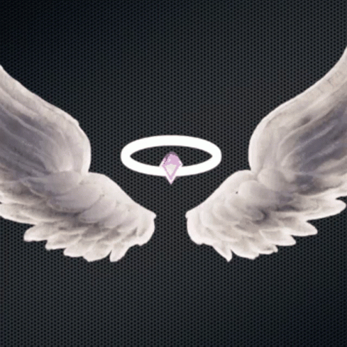 White Angel Wings With Purple Diamond Center GIF