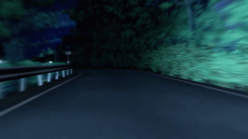 White Anime Car Drift Driving Forest Road GIF