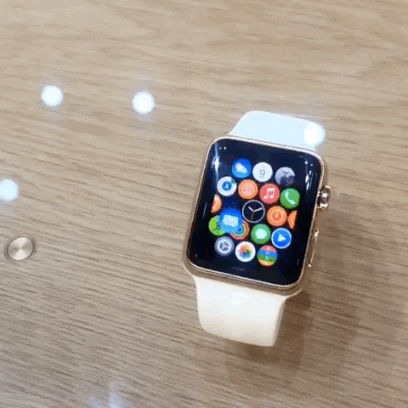 White Apple Watch With Moving Apps GIF