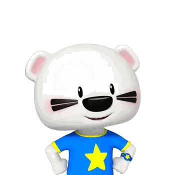 White Bear in Blue Shirt Saying Youre Welcome