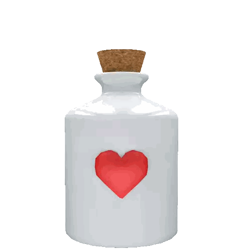 White Bottle with Red Heart and Hearts