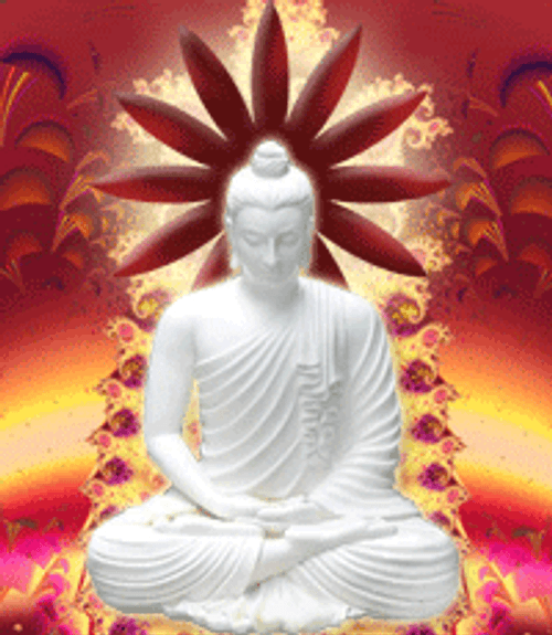 White Buddha Statue With Spinning Halo GIF