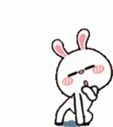 White Bunny Dancing Sticker GIF