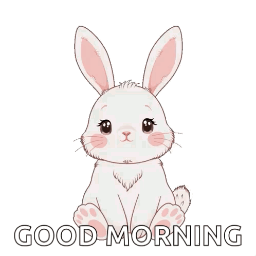 White Bunny With Pink Cheeks Saying Good Morning
