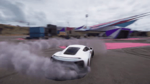 White Car Drifting with Smoke