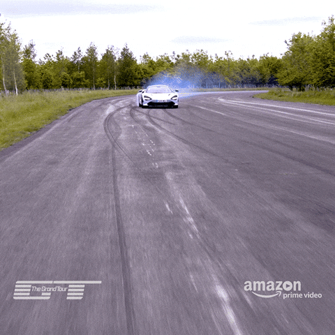 White Car Drive Fast On The Road GIF