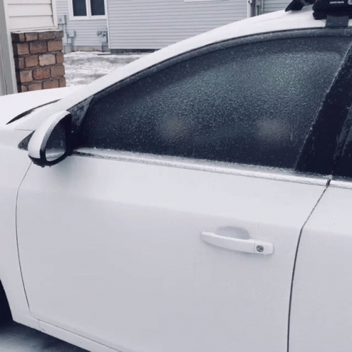 White Car Parked in Front of House With Roof Rack